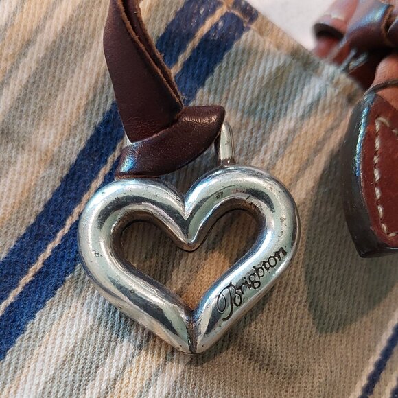 Brighton Vintage Striped Canvas Satchel with Leather Braided Straps - Picture 4 of 15